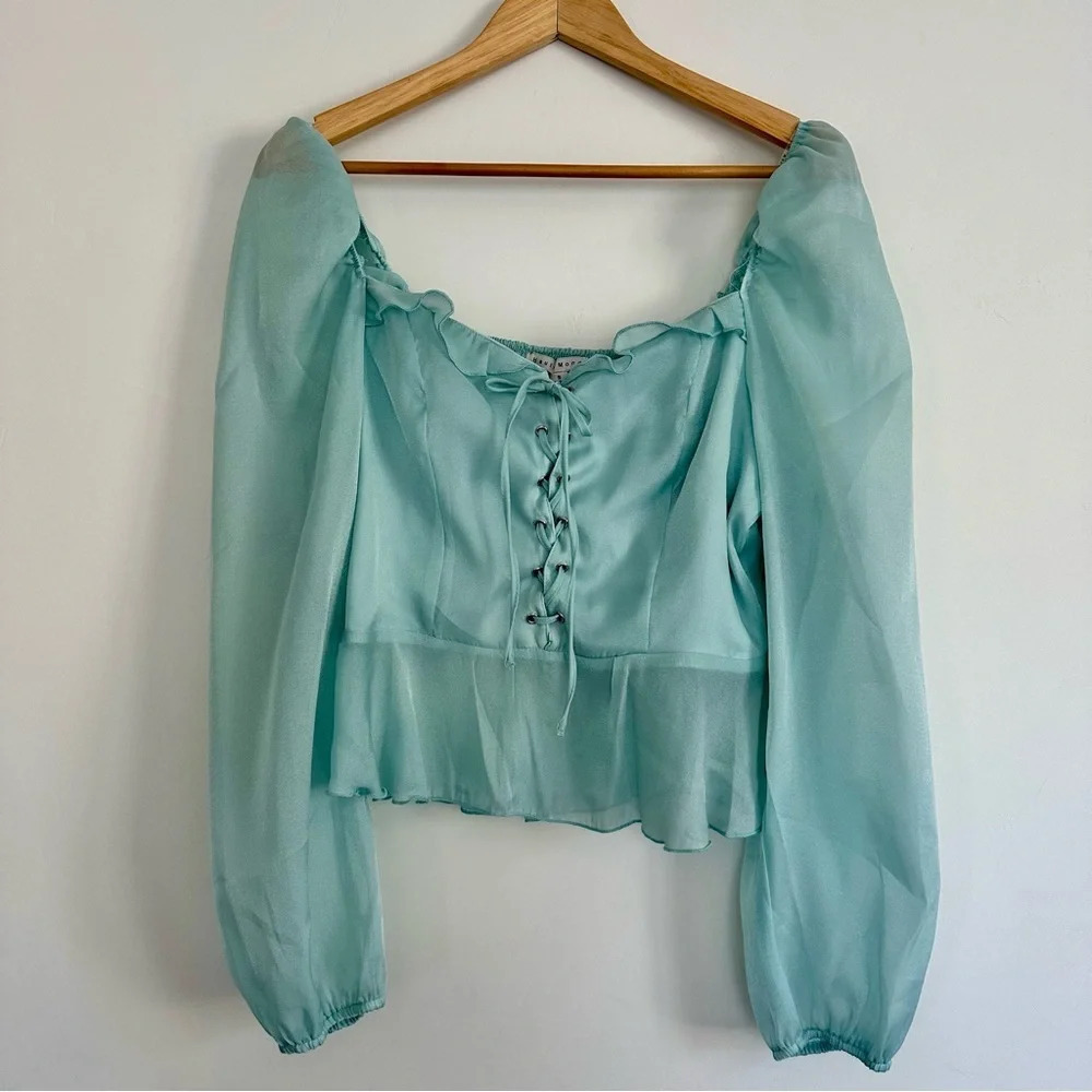 {Haute Monde} Sheer Corset Blouse Size: S NWT